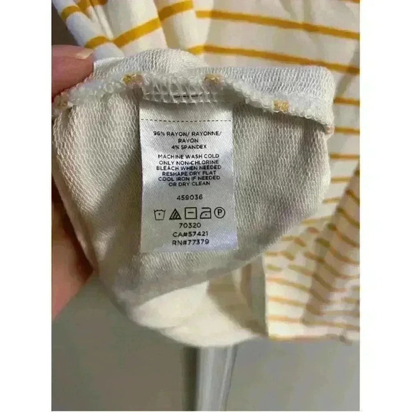 ANNE TAYLOR - off white mustard striped soft top, medium - Picture 5 of 5